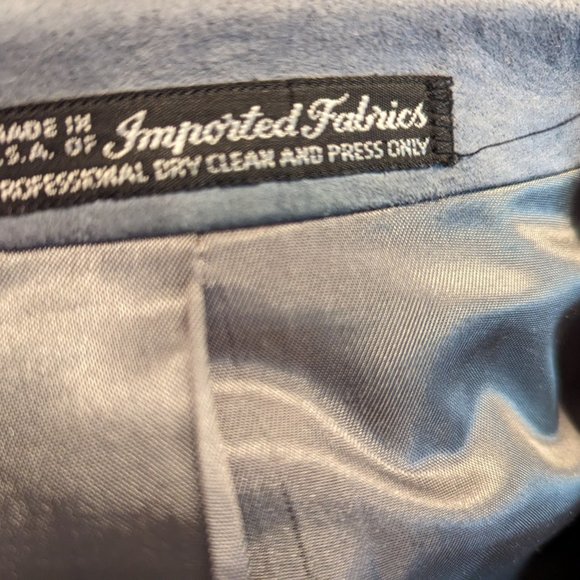 Golden Lancer Men's Suede Powder Blue Blazer sz 42 Imported Materials USA Made - Picture 14 of 14